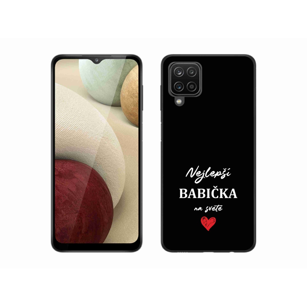 Gélový kryt mmCase na Samsung Galaxy A12 - najlepšia babička 1 čierne pozadie