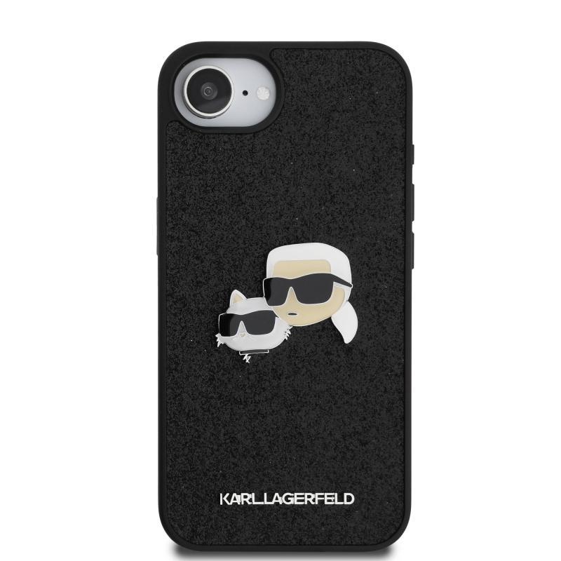 Karl Lagerfeld Fixed Glitter Metal K&CH Zadný Kryt pre iPhone 16e Black