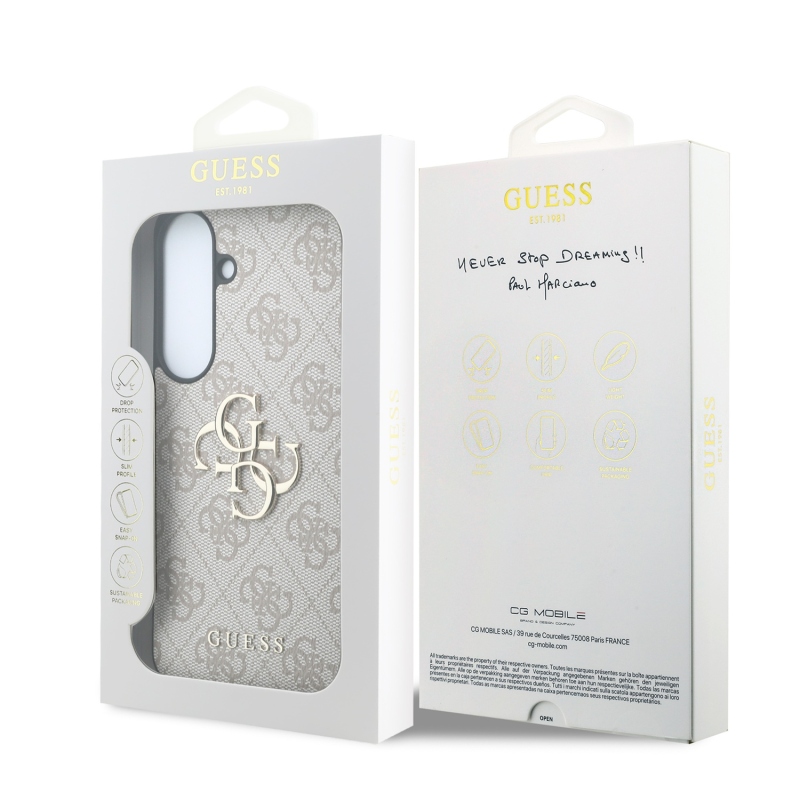 Guess PU 4G Metal Logo zadný kryt pre Samsung Galaxy S26 FE ružový