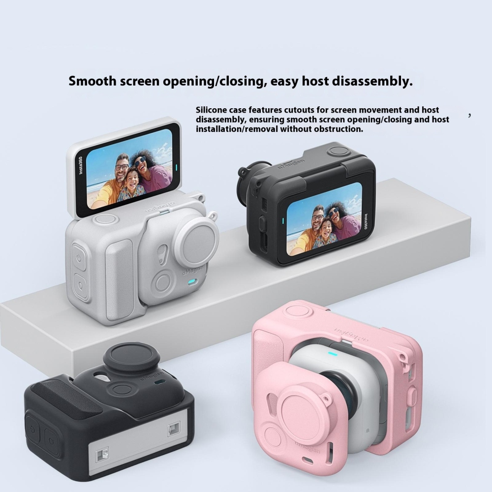 AMAGISN silikónové puzdro s krytkou objektívu pre Insta360 GO Ultra - ružové