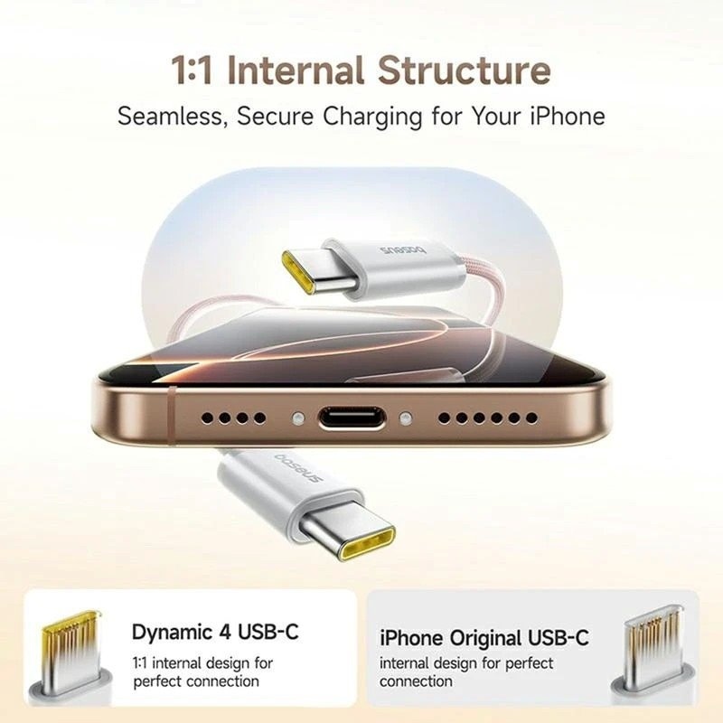 Baseus Dynamic 4 Pro Series Dátový kábel USB-C - USB-C 100W 1m Baby Pink