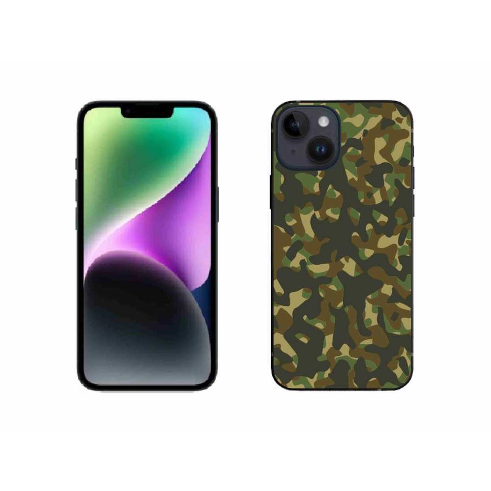 Gélový kryt mmCase na iPhone 14 - maskáčový vzor 1
