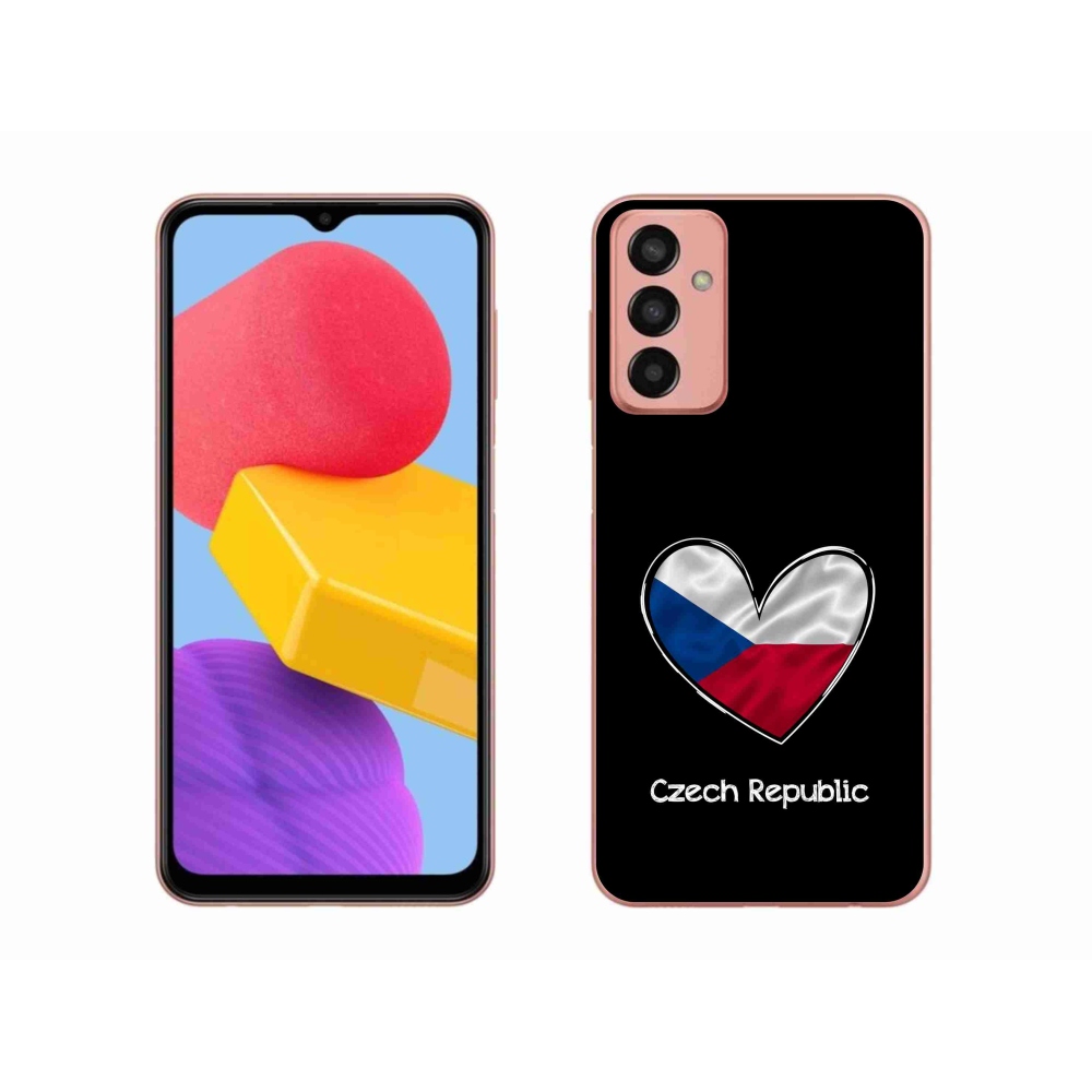 Gélový kryt mmCase na Samsung Galaxy M13 - vlajka srdca čierne pozadie