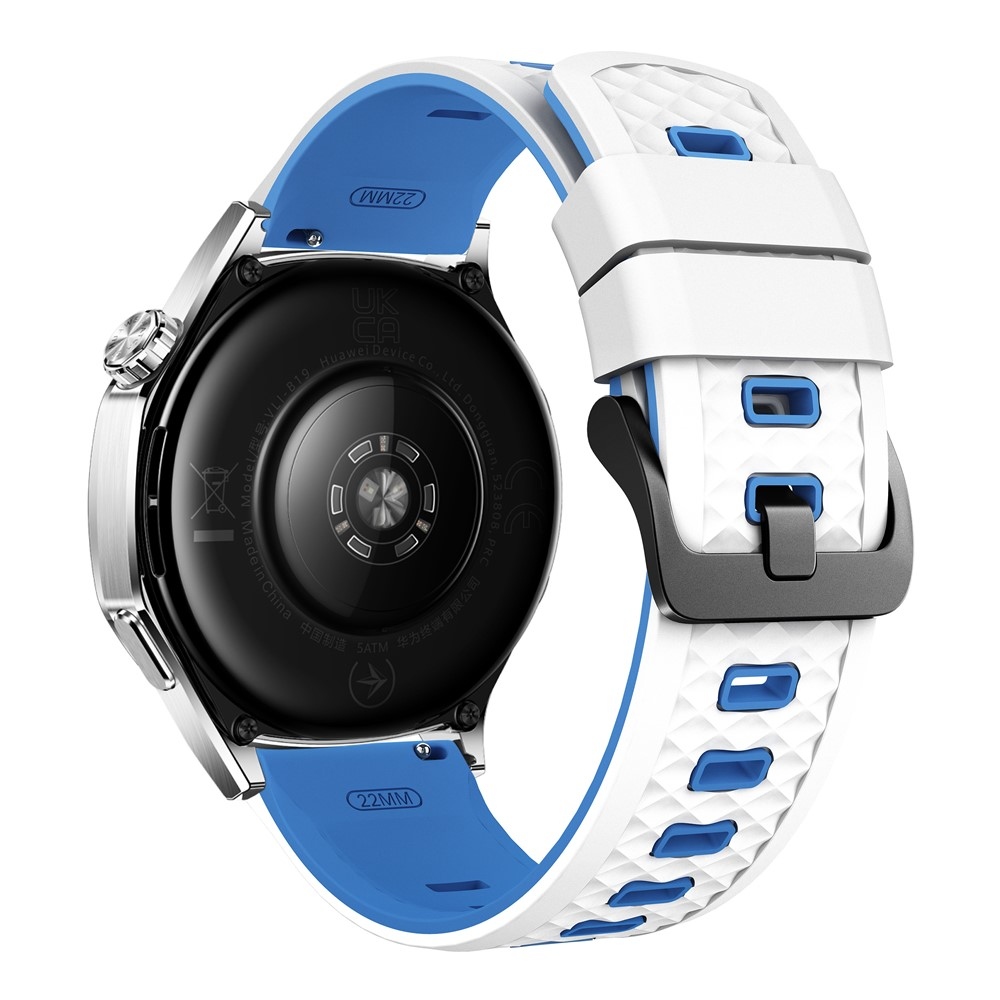 Flat silikónový remienok 22mm na Garmin Forerunner 970/Forerunner 570 47mm/265 - biely/modrý