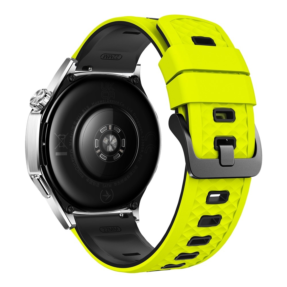 Flat silikónový remienok 22mm na Garmin Forerunner 970/Forerunner 570 47mm/265 - žltozelený/čierny