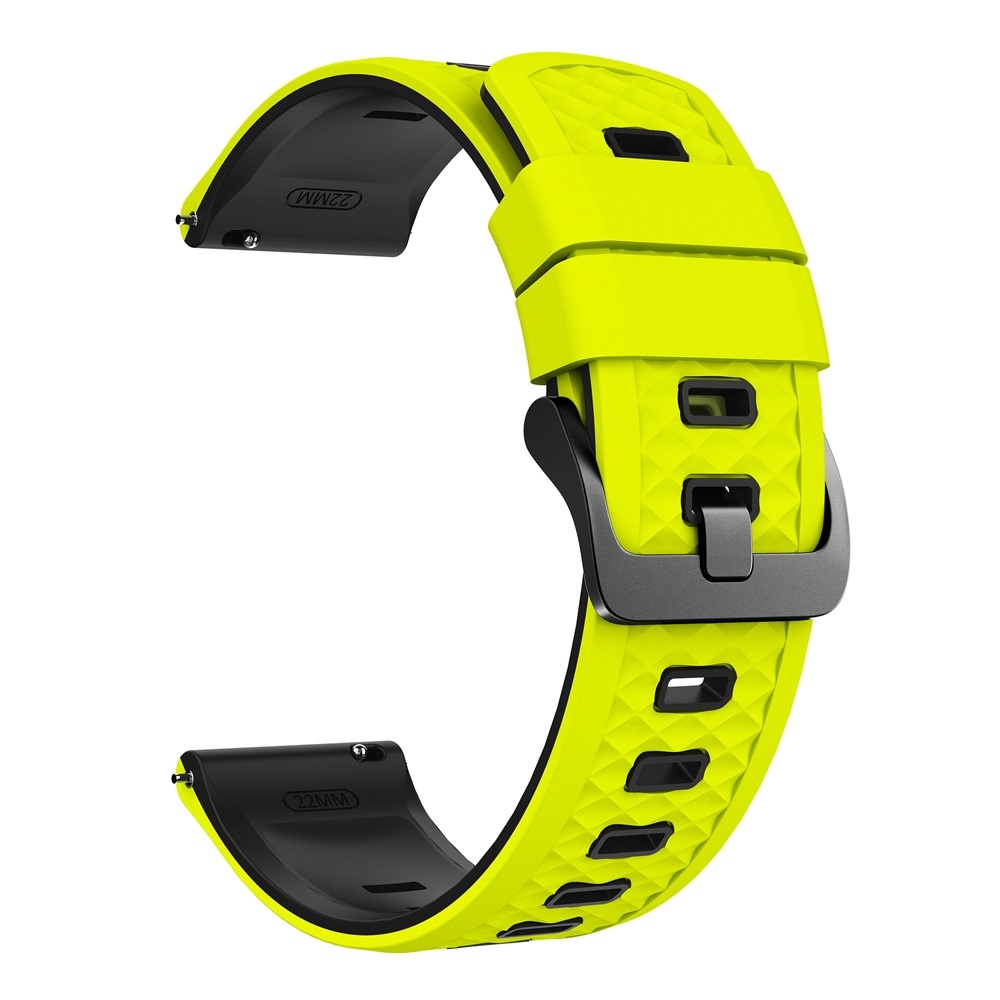 Flat silikónový remienok 22mm na Garmin Forerunner 970/Forerunner 570 47mm/265 - žltozelený/čierny