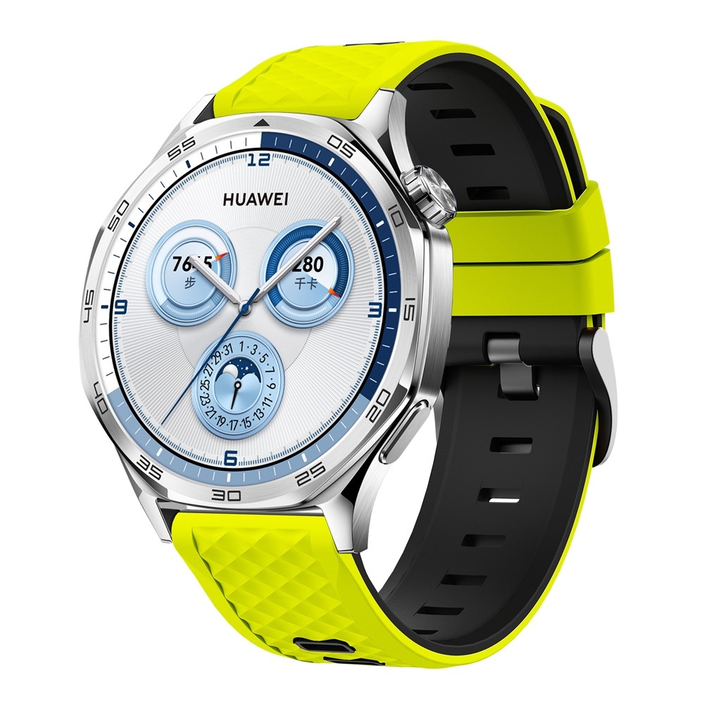 Flat silikónový remienok 22mm na Garmin Forerunner 970/Forerunner 570 47mm/265 - žltozelený/čierny