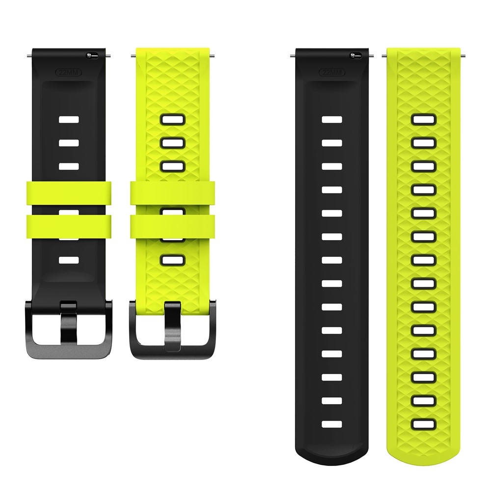 Flat silikónový remienok 22mm na Garmin Forerunner 970/Forerunner 570 47mm/265 - žltozelený/čierny