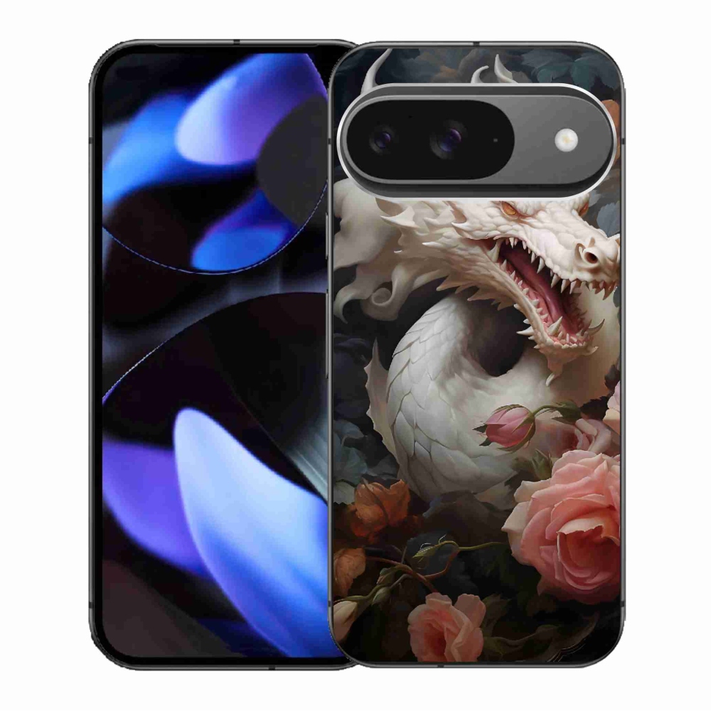 Gélový kryt mmCase na Google Pixel 9/9 Pro - biely drak