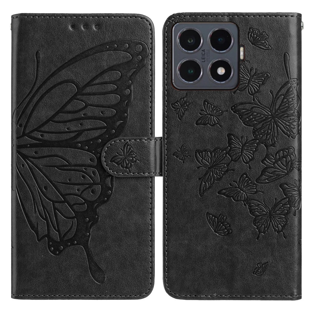 Floral Butterfly knižkové púzdro na Xiaomi 15T Pro - čierne