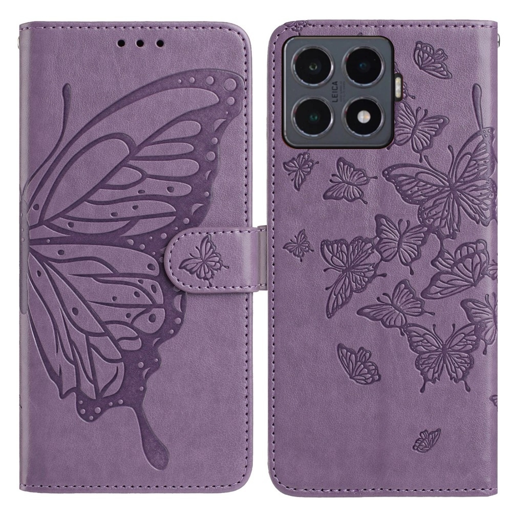 Floral Butterfly knižkové púzdro na Xiaomi 15T Pro - fialové