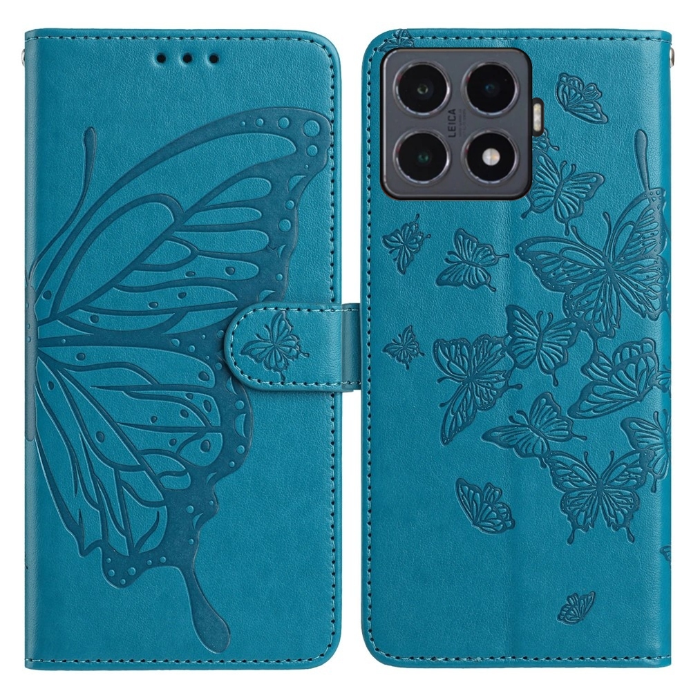 Floral Butterfly knižkové púzdro na Xiaomi 15T Pro - modré