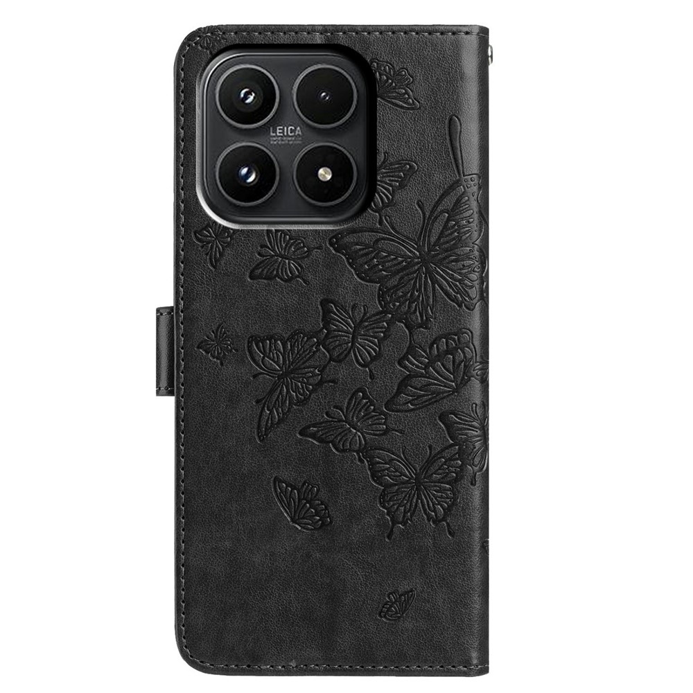 Floral Butterfly knižkové púzdro na Xiaomi 17 - čierne