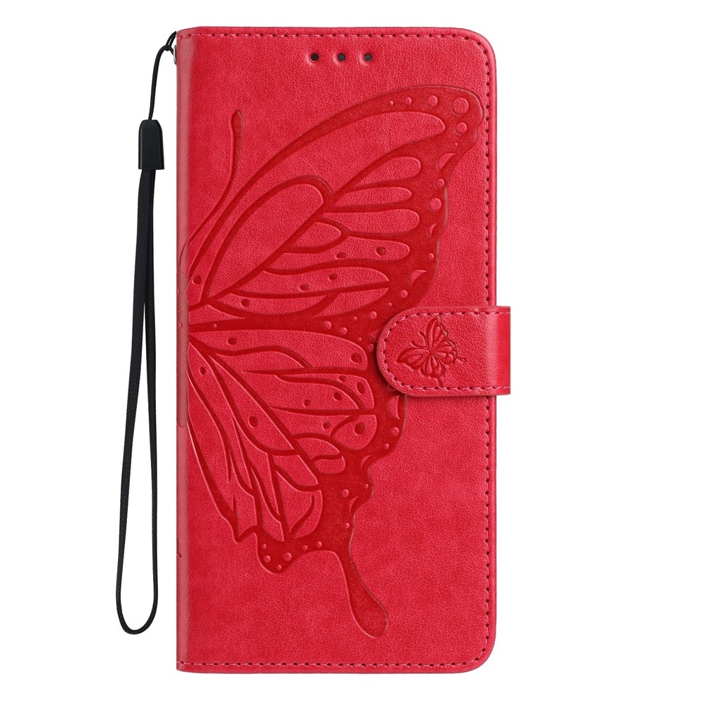Floral Butterfly knižkové púzdro na Xiaomi 17 - červené