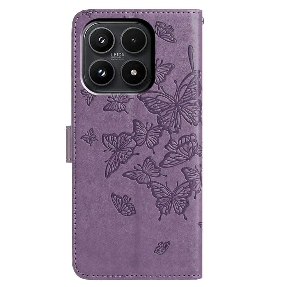 Floral Butterfly knižkové puzdro na Xiaomi 17 - fialové