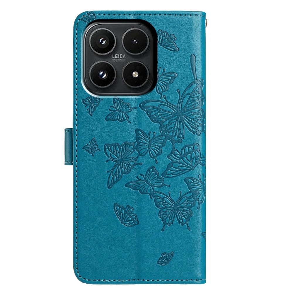 Floral Butterfly knižkové púzdro na Xiaomi 17 - modré