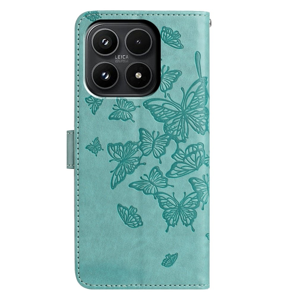 Floral Butterfly knižkové puzdro na Xiaomi 17 - modrozelené