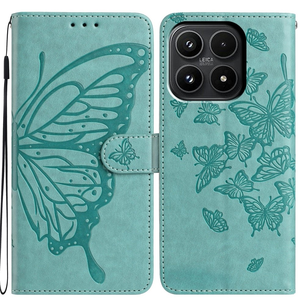 Floral Butterfly knižkové puzdro na Xiaomi 17 - modrozelené