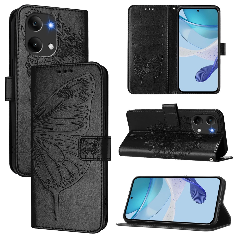 Floral Butterfly knižkové púzdro na Xiaomi Poco X8 Pro Max 5G - čierne