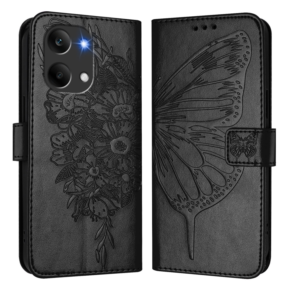 Floral Butterfly knižkové púzdro na Xiaomi Poco X8 Pro Max 5G - čierne