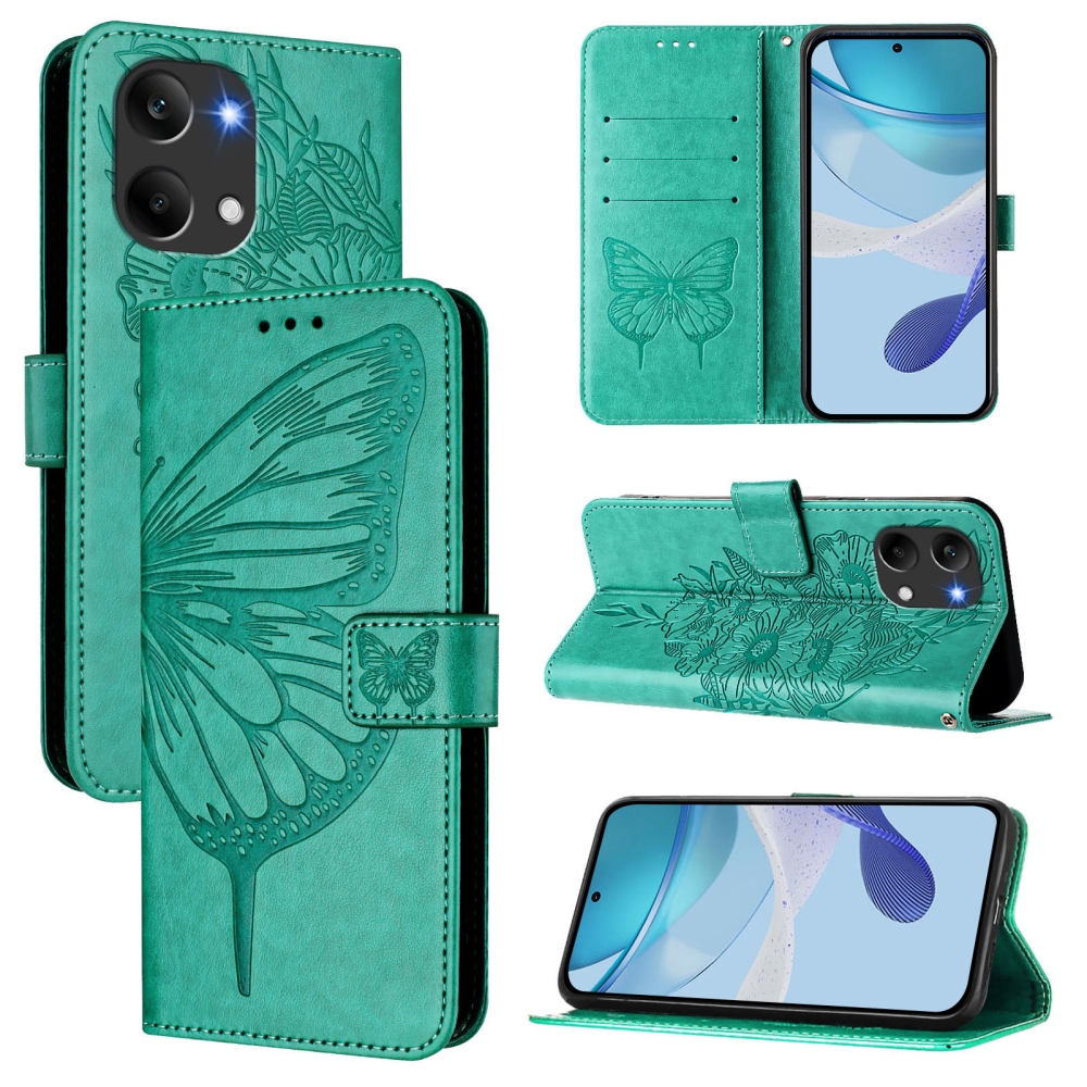 Floral Butterfly knižkové púzdro na Xiaomi Poco X8 Pro Max 5G - modrozelené