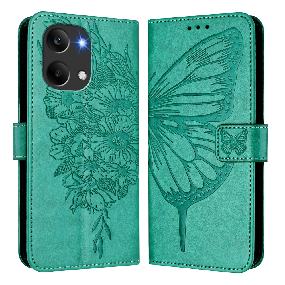 Floral Butterfly knižkové púzdro na Xiaomi Poco X8 Pro Max 5G - modrozelené