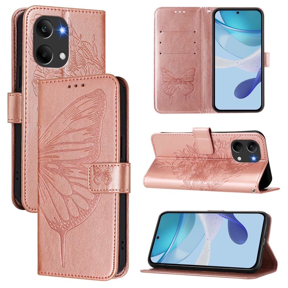 Floral Butterfly knižkové púzdro na Xiaomi Poco X8 Pro Max 5G - ružovozlaté