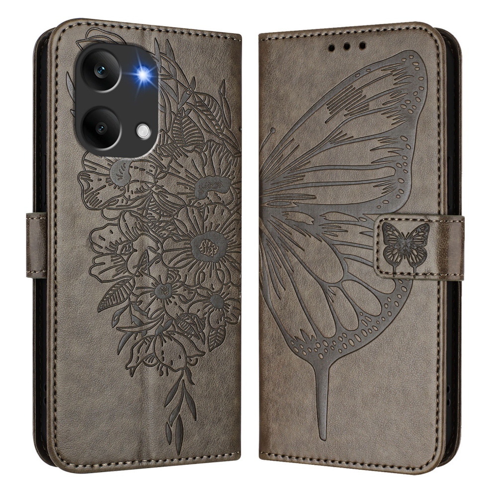 Floral Butterfly knižkové púzdro na Xiaomi Poco X8 Pro Max 5G - šedé