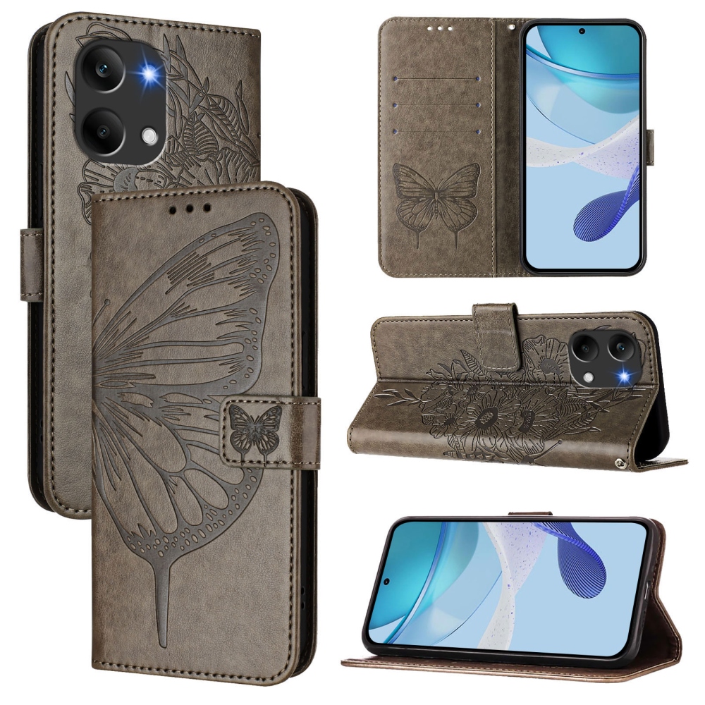 Floral Butterfly knižkové púzdro na Xiaomi Poco X8 Pro Max 5G - šedé