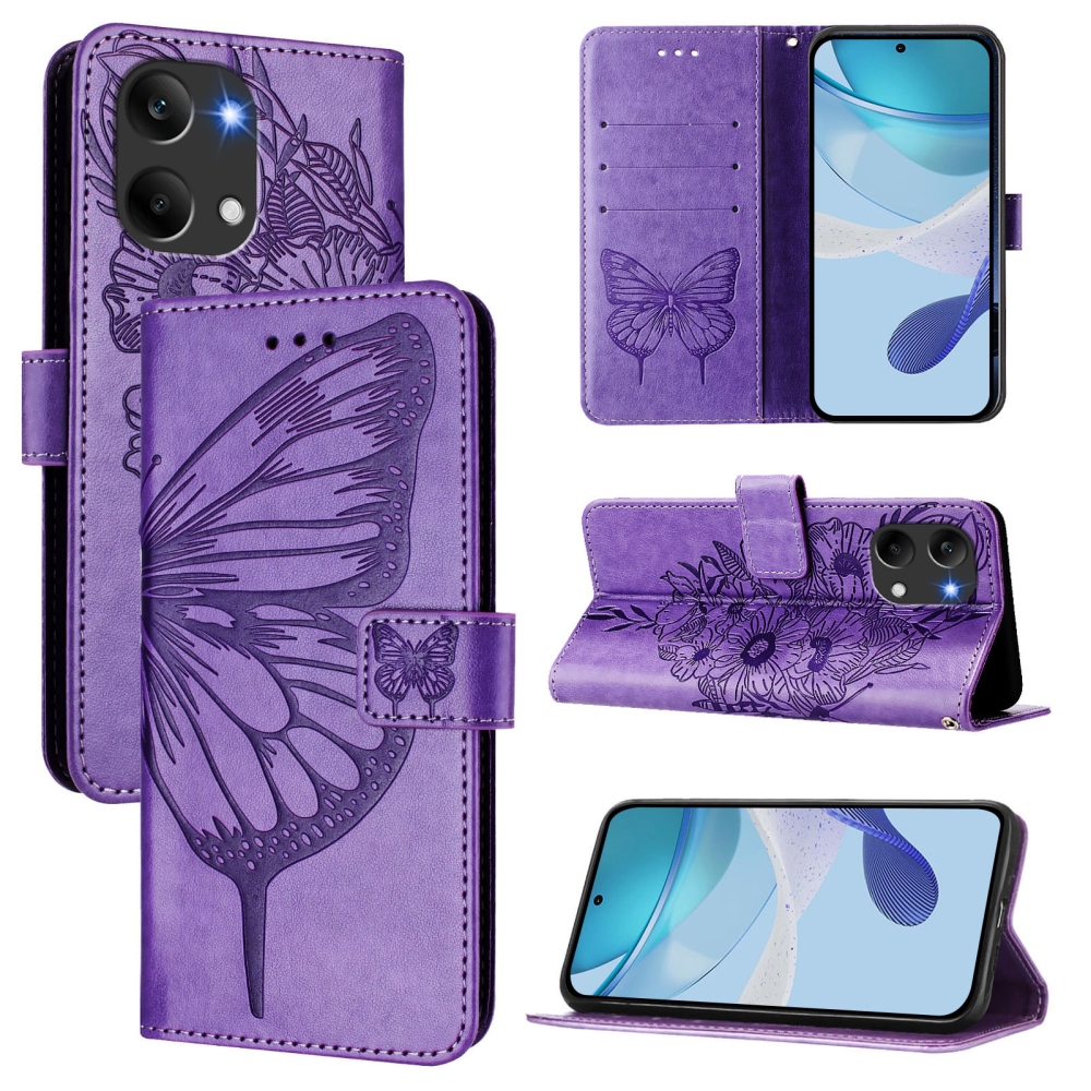 Floral Butterfly knižkové puzdro na Xiaomi Poco X8 Pro Max 5G - svetlofialové