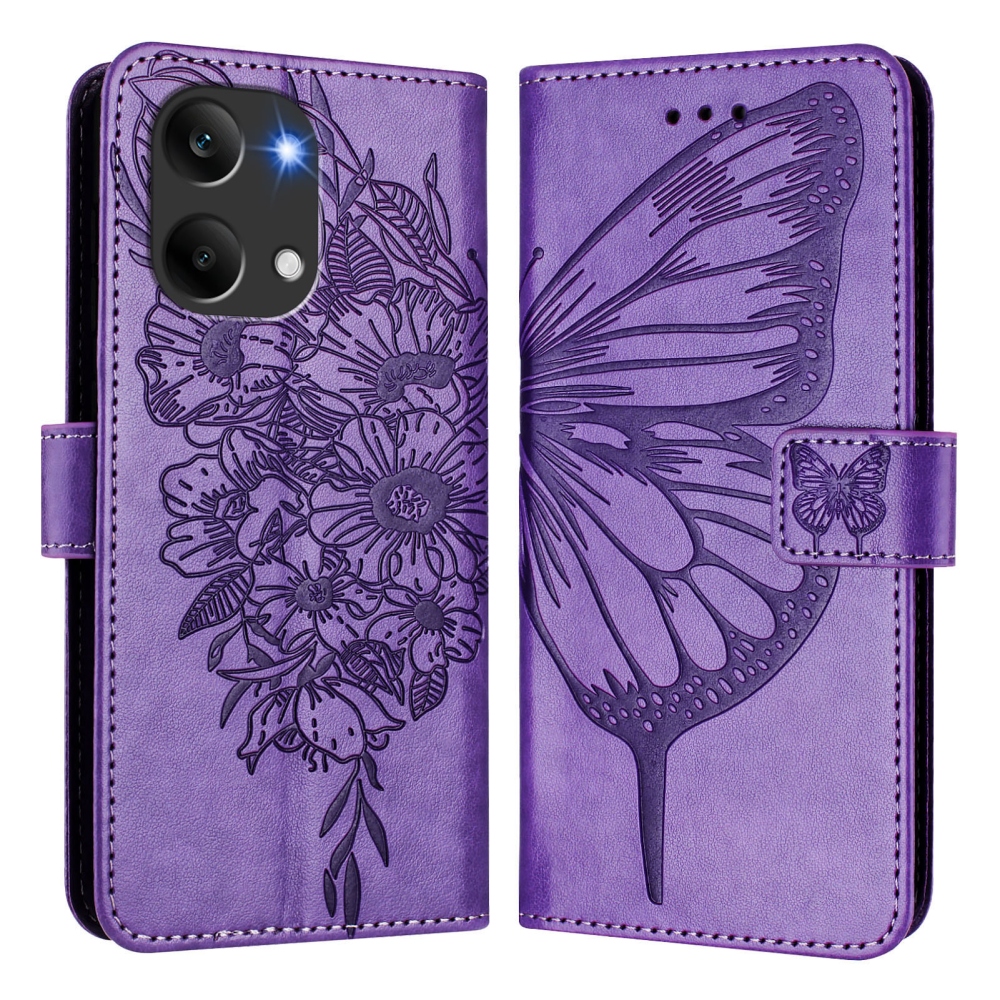 Floral Butterfly knižkové puzdro na Xiaomi Poco X8 Pro Max 5G - svetlofialové