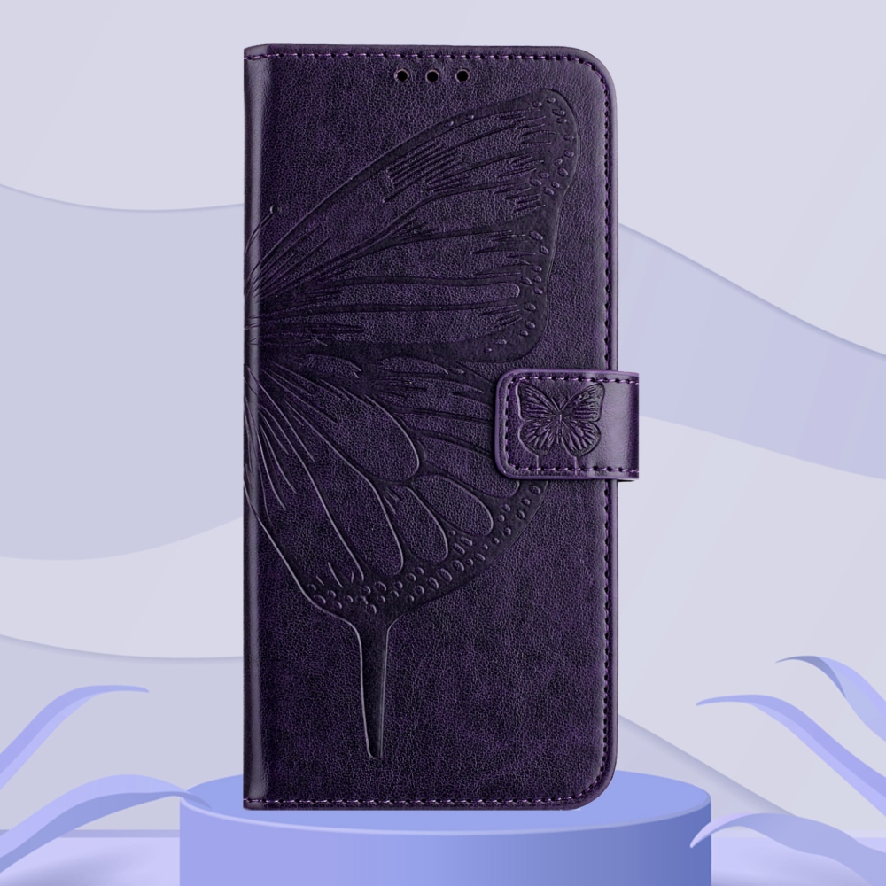 Floral Butterfly knižkové puzdro na Xiaomi Poco X8 Pro Max 5G - tmavofialové