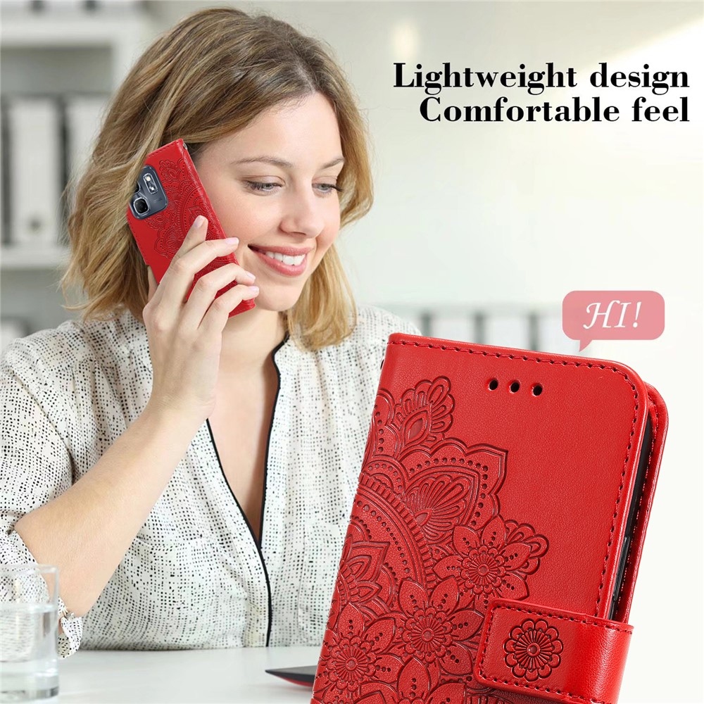 Floral knižkové púzdro na Infinix Hot 50i/Smart 9 - červené