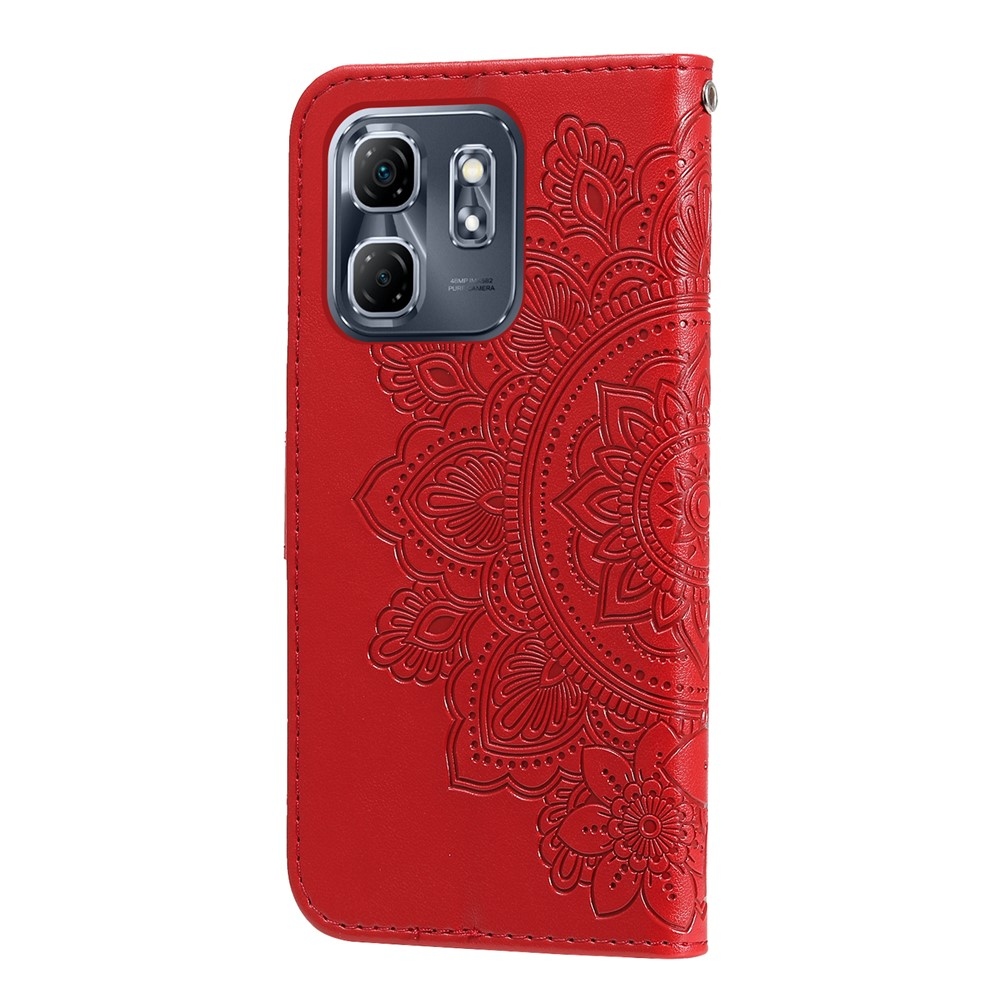 Floral knižkové púzdro na Infinix Hot 50i/Smart 9 - červené