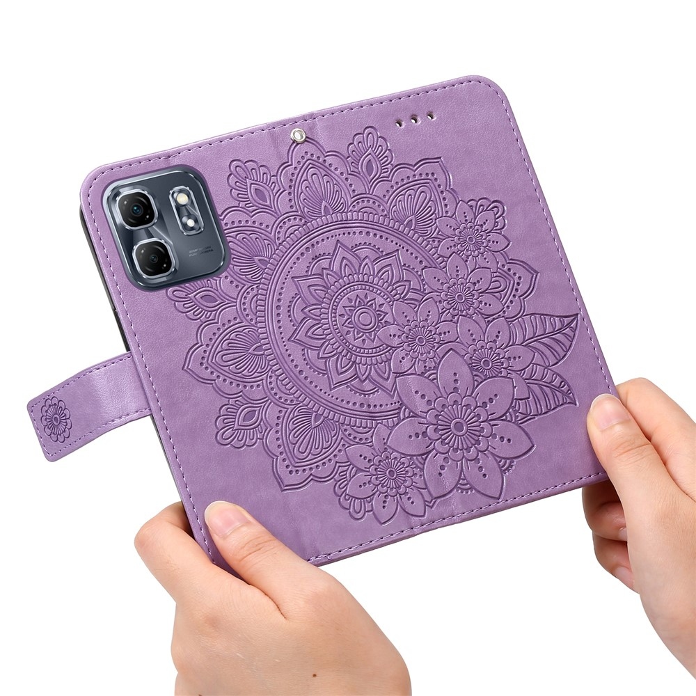 Floral knižkové púzdro na Infinix Hot 50i/Smart 9 - fialové