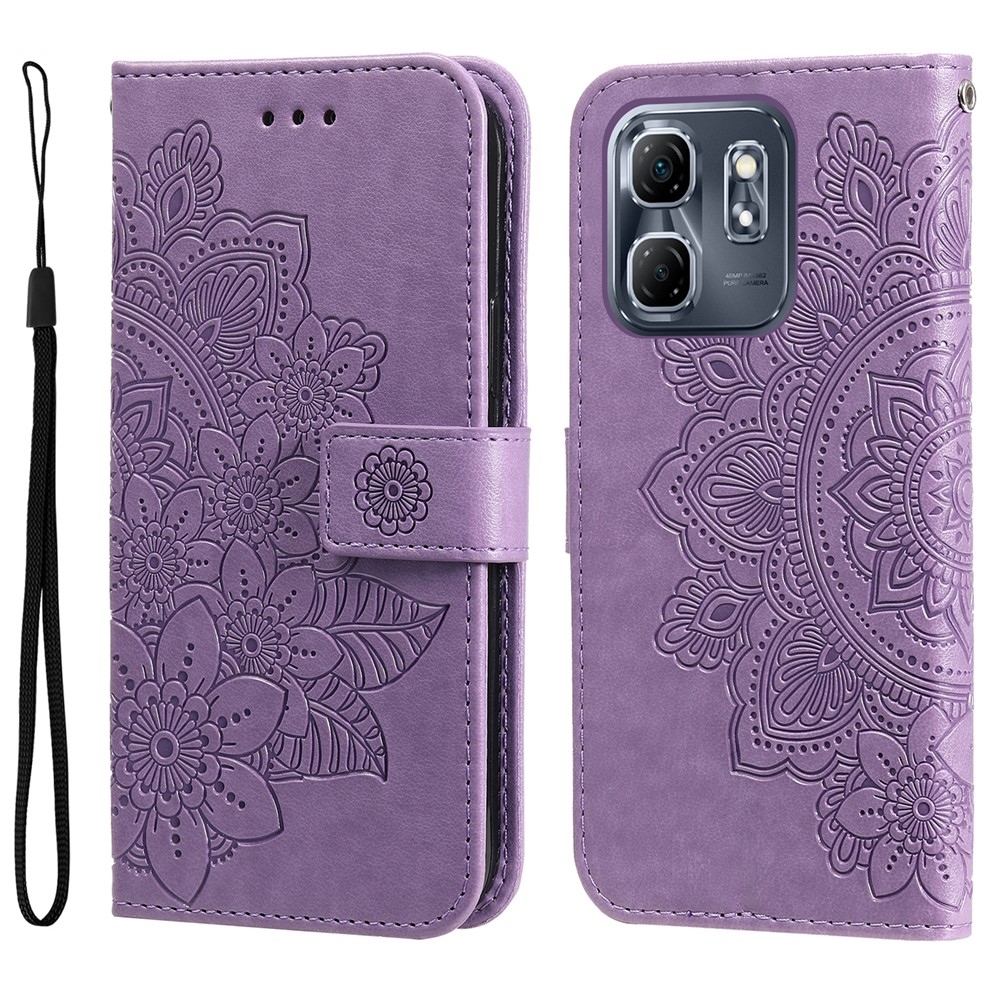 Floral knižkové púzdro na Infinix Hot 50i/Smart 9 - fialové
