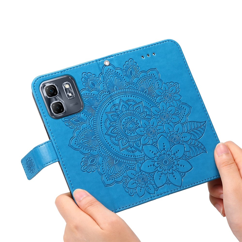 Floral knižkové púzdro na Infinix Hot 50i/Smart 9 - modré