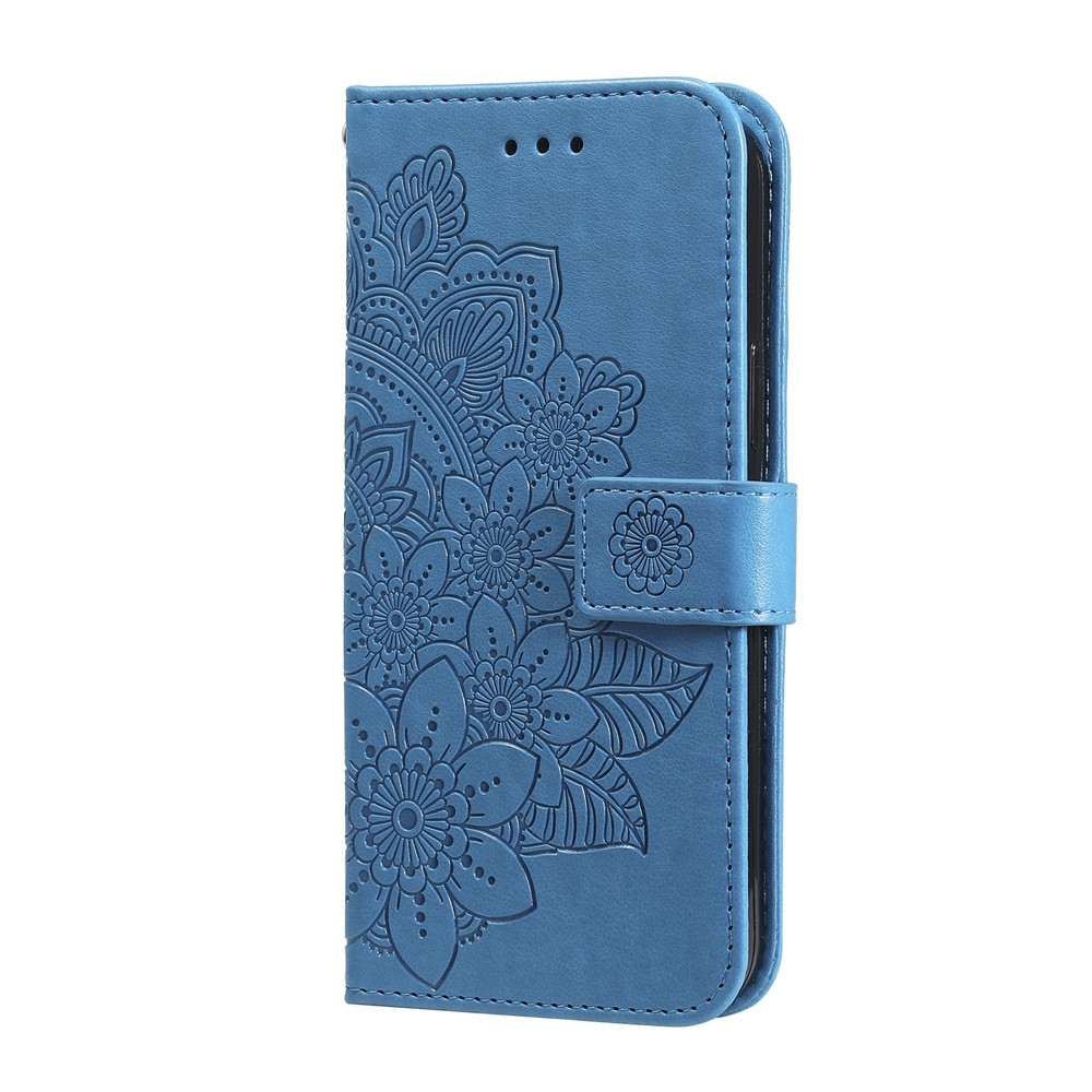 Floral knižkové púzdro na Infinix Hot 50i/Smart 9 - modré