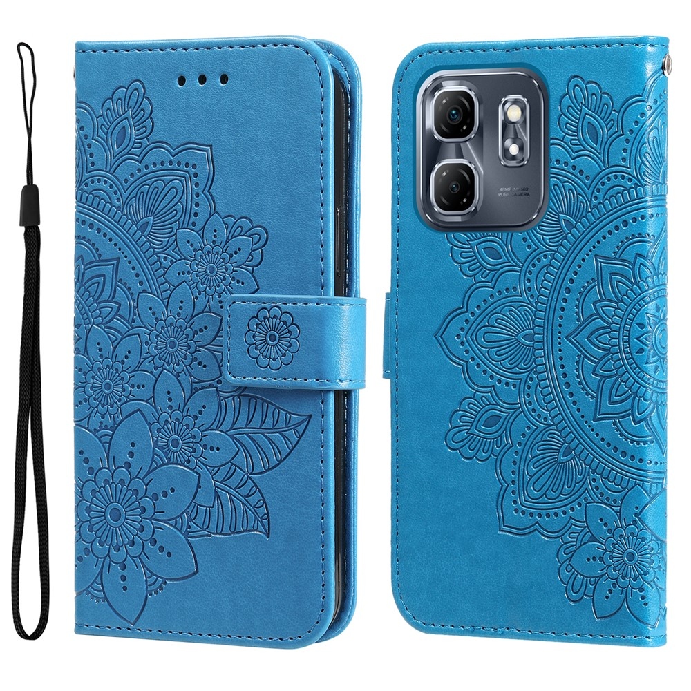 Floral knižkové púzdro na Infinix Hot 50i/Smart 9 - modré