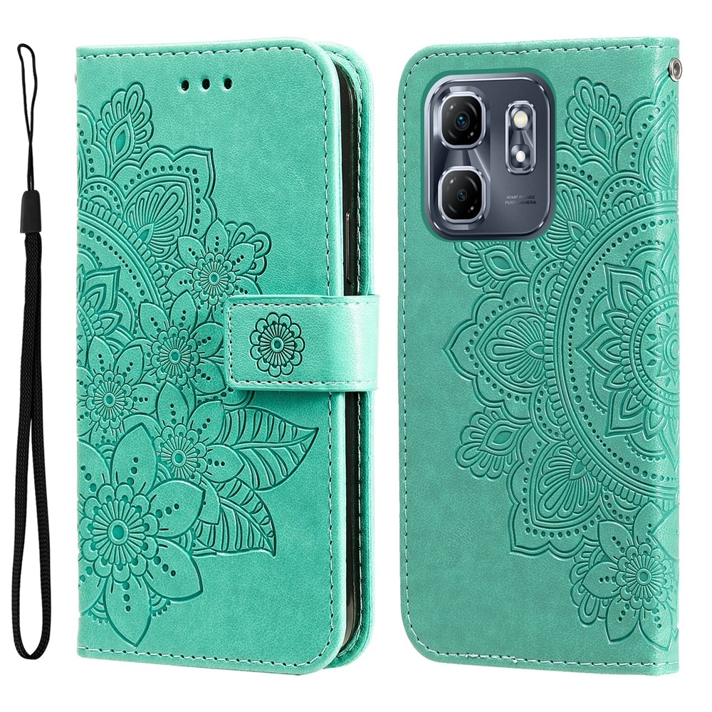 Floral knižkové púzdro na Infinix Hot 50i/Smart 9 - modrozelené