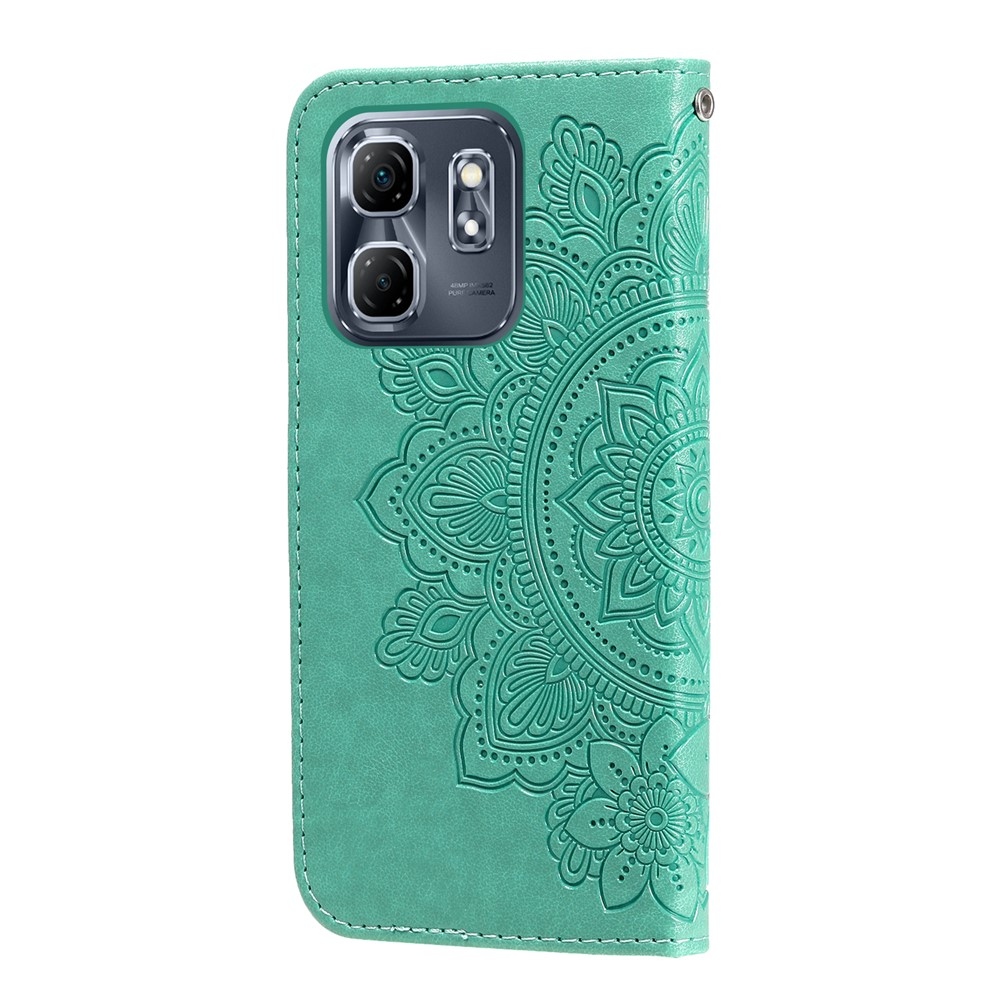 Floral knižkové púzdro na Infinix Hot 50i/Smart 9 - modrozelené