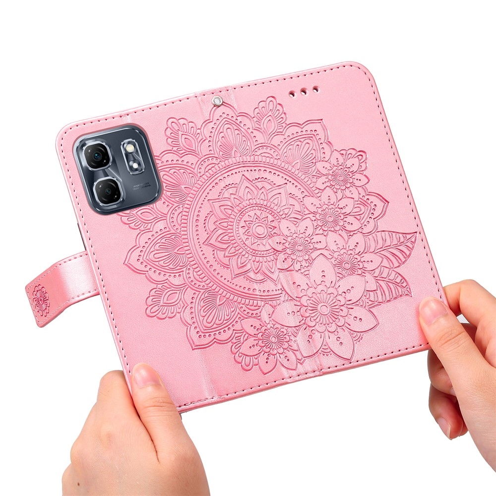 Floral knižkové púzdro na Infinix Hot 50i/Smart 9 - ružové