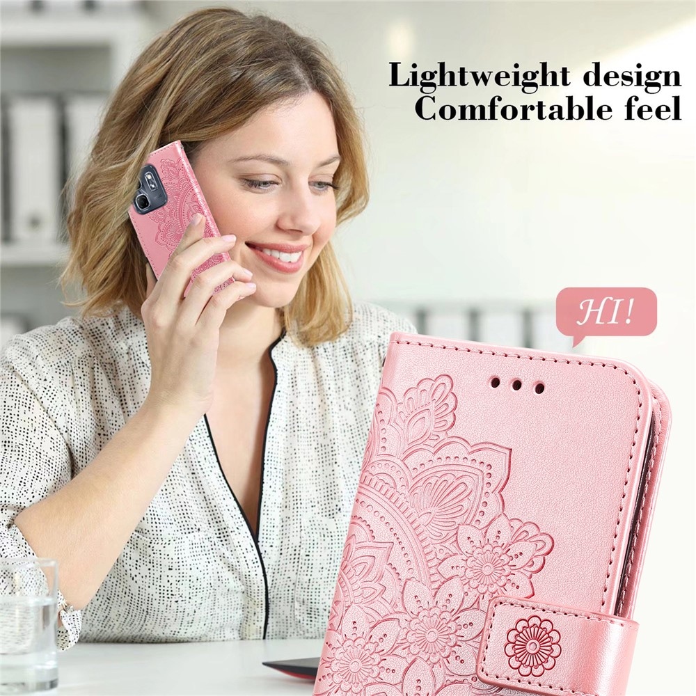 Floral knižkové púzdro na Infinix Hot 50i/Smart 9 - ružové