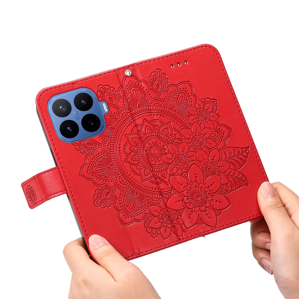 Floral knižkové púzdro na mobil Xiaomi 17T Pro - červené