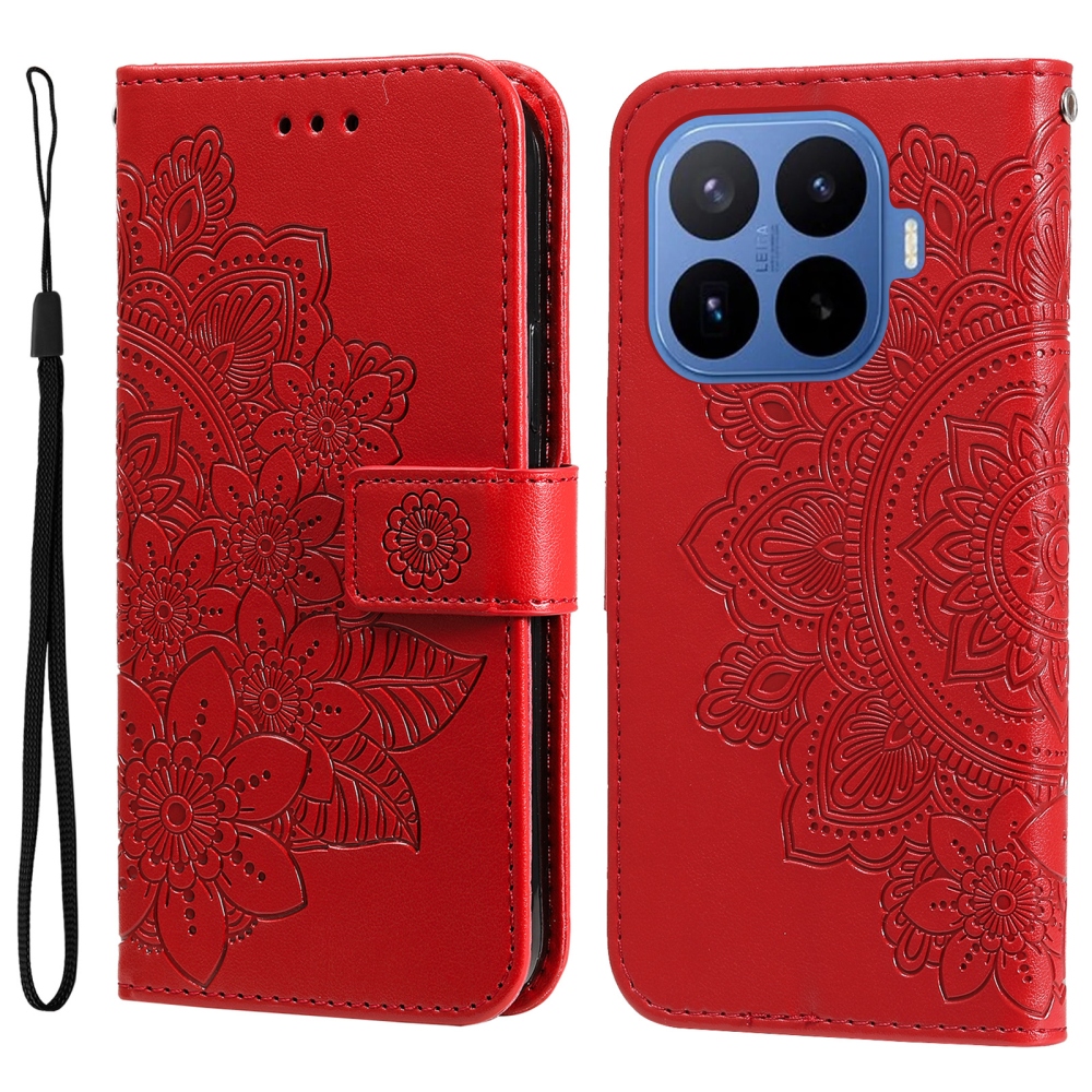 Floral knižkové púzdro na mobil Xiaomi 17T Pro - červené