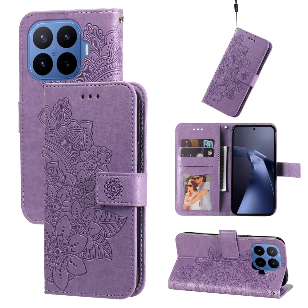 Floral knižkové púzdro na mobil Xiaomi 17T Pro - fialové