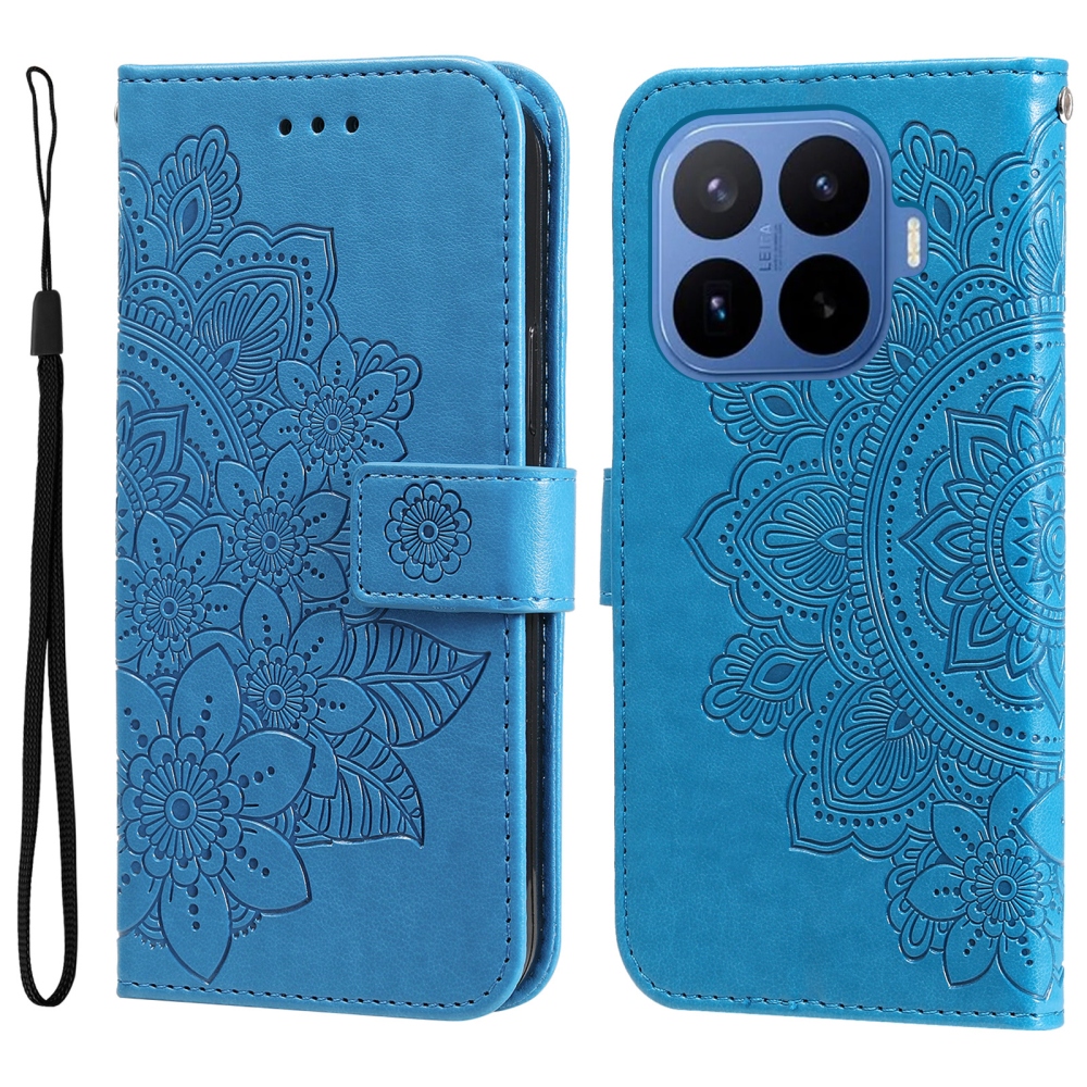Floral knižkové púzdro na mobil Xiaomi 17T Pro - modré