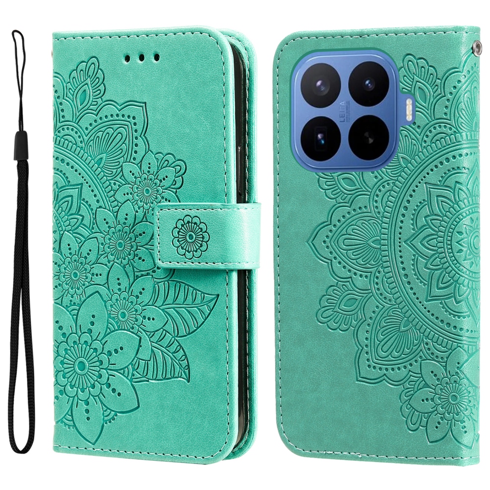 Floral knižkové púzdro na mobil Xiaomi 17T Pro - modrozelené