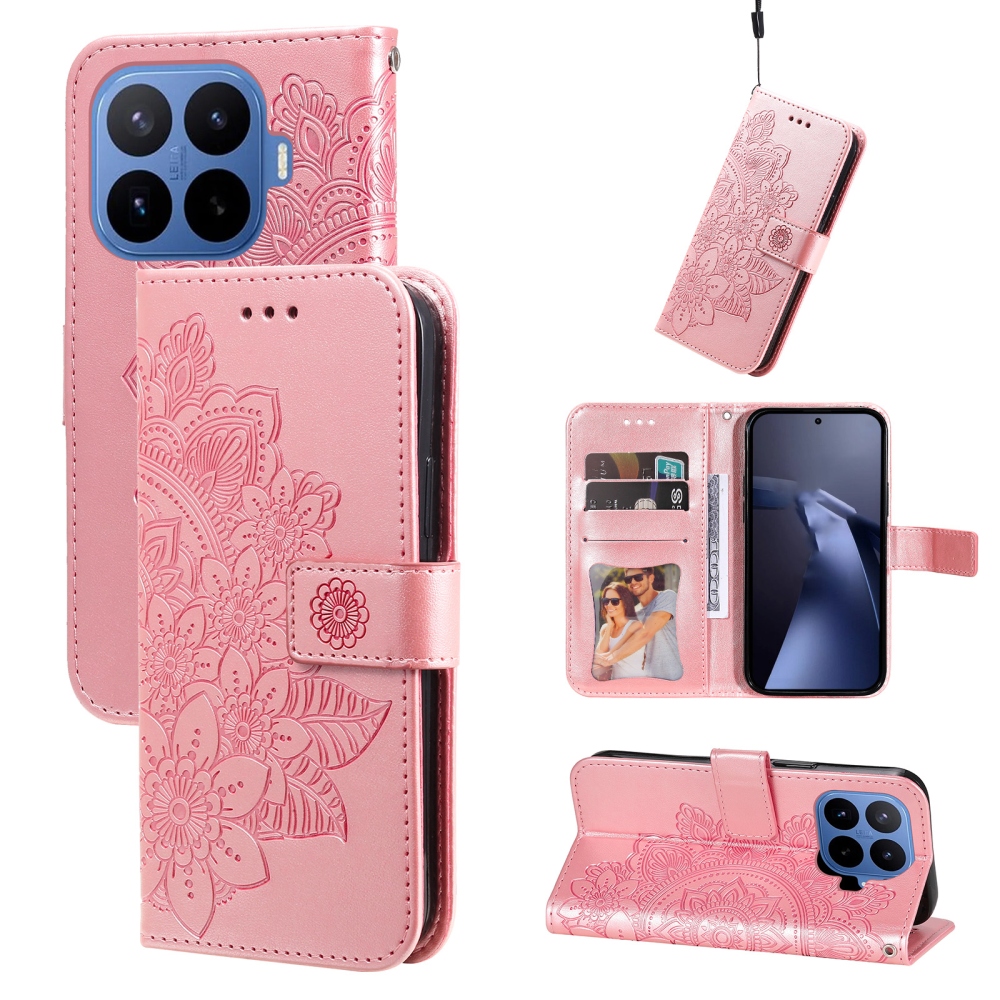 Floral knižkové púzdro na mobil Xiaomi 17T Pro - ružové