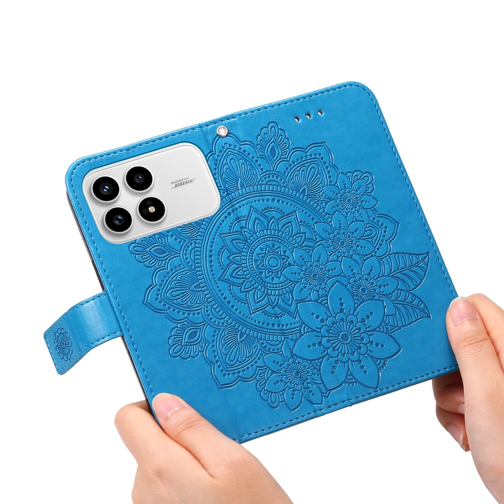 Floral knižkové púzdro na Xiaomi Poco F8 Pro 5G - modré